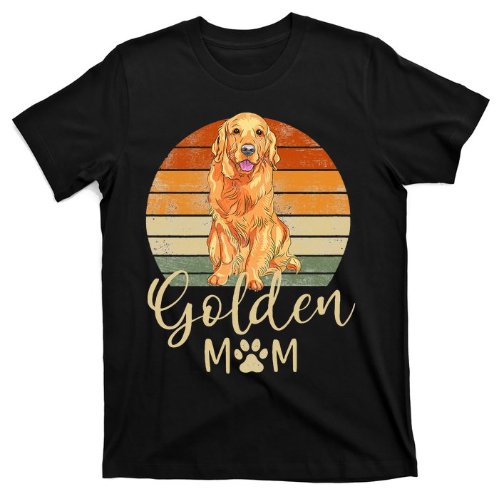 Golden Mom Retro Sunset Golden Retriever Lover Gift Dog Mama T-Shirt