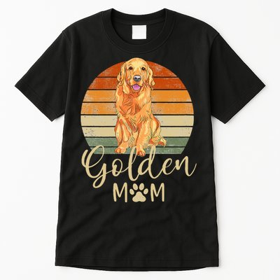 Golden Mom Retro Sunset Golden Retriever Lover Gift Dog Mama Tall T-Shirt