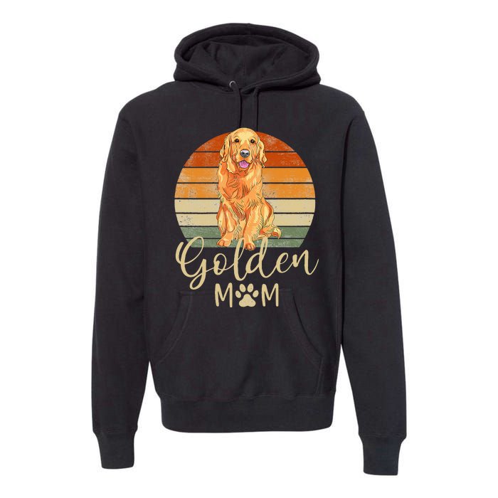 Golden Mom Retro Sunset Golden Retriever Lover Gift Dog Mama Premium Hoodie