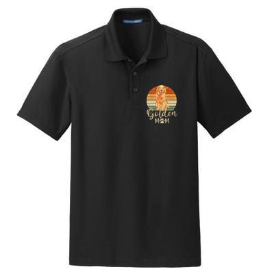 Golden Mom Retro Sunset Golden Retriever Lover Gift Dog Mama Dry Zone Grid Polo