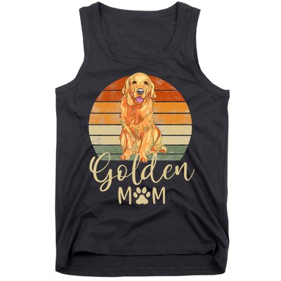 Golden Mom Retro Sunset Golden Retriever Lover Gift Dog Mama Tank Top