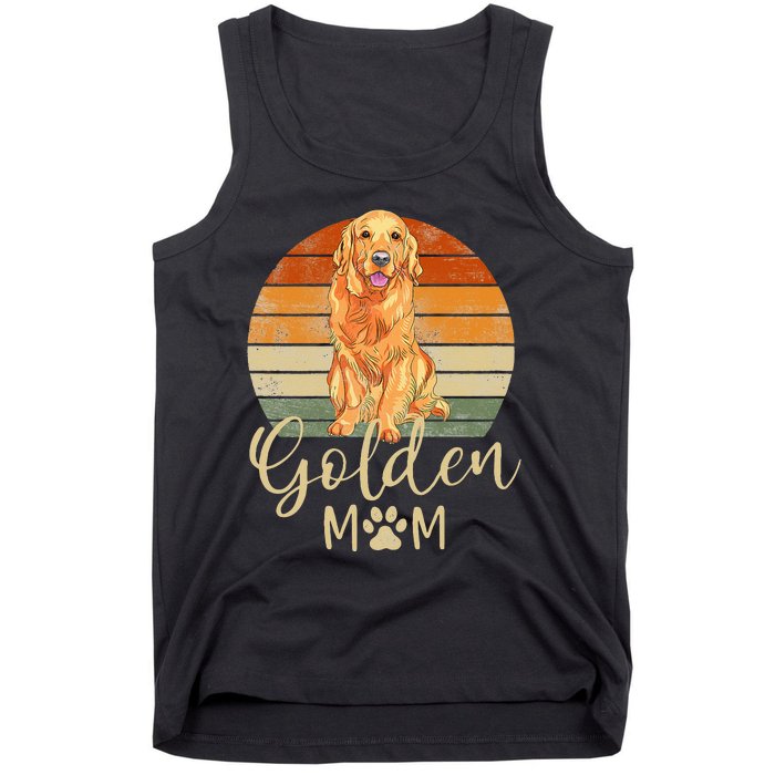 Golden Mom Retro Sunset Golden Retriever Lover Gift Dog Mama Tank Top