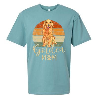 Golden Mom Retro Sunset Golden Retriever Lover Gift Dog Mama Sueded Cloud Jersey T-Shirt