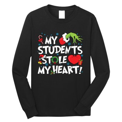 Grinchmas My Student Stole My Heart Teacher Christmas Long Sleeve Shirt