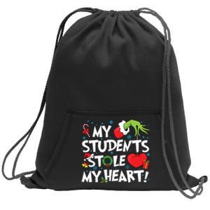 Grinchmas My Student Stole My Heart Teacher Christmas Sweatshirt Cinch Pack Bag