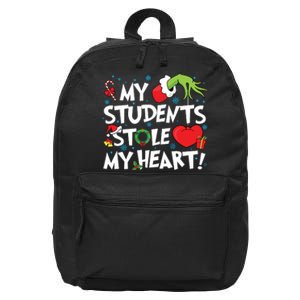 Grinchmas My Student Stole My Heart Teacher Christmas 16 in Basic Backpack