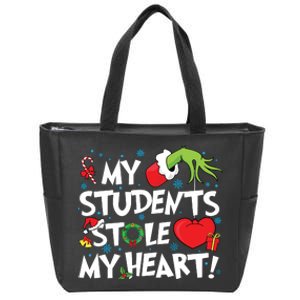 Grinchmas My Student Stole My Heart Teacher Christmas Zip Tote Bag