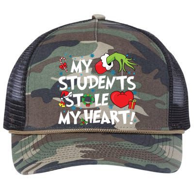 Grinchmas My Student Stole My Heart Teacher Christmas Retro Rope Trucker Hat Cap