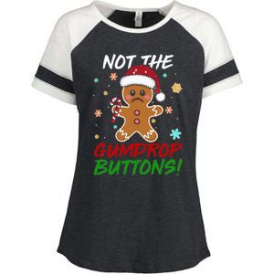 Gingerbread Man Santa Hat Not The Gumdrop Button Xmas Enza Ladies Jersey Colorblock Tee