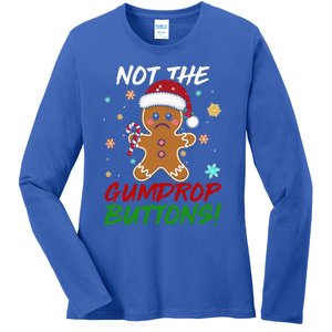 Gingerbread Man Santa Hat Not The Gumdrop Button Xmas Ladies Long Sleeve Shirt