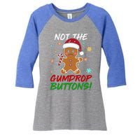 Gingerbread Man Santa Hat Not The Gumdrop Button Xmas Women's Tri-Blend 3/4-Sleeve Raglan Shirt