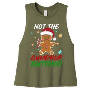 Gingerbread Man Santa Hat Not The Gumdrop Button Xmas Women's Racerback Cropped Tank