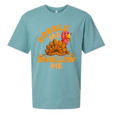 Gobble Me Swallow Me Funny Thanksgiving Turkey Design Sueded Cloud Jersey T-Shirt