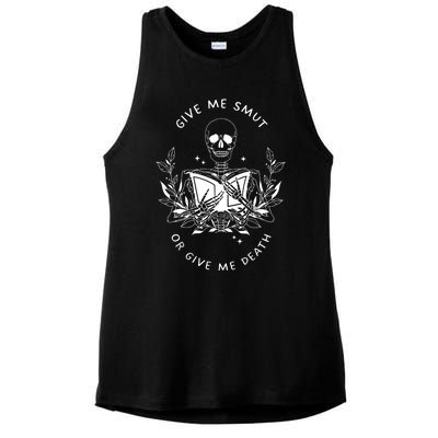 Give Me Smut Or Give Me Death Skeleton Book Lover Cute Gift Ladies PosiCharge Tri-Blend Wicking Tank