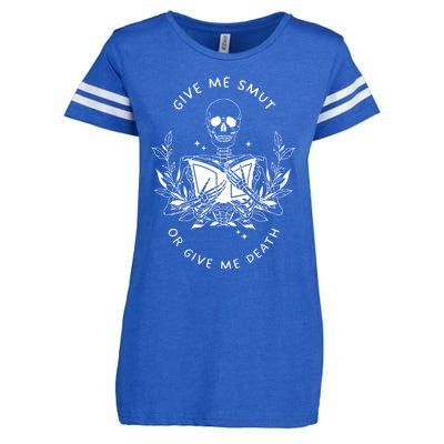 Give Me Smut Or Give Me Death Skeleton Book Lover Cute Gift Enza Ladies Jersey Football T-Shirt