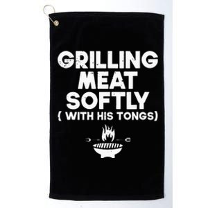 Grilling Meat Softly With His Tongs Bbq Platinum Collection Golf Towel