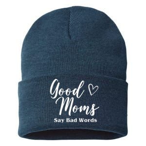 Good Moms Say Bad Words Funny Gift Sustainable Knit Beanie