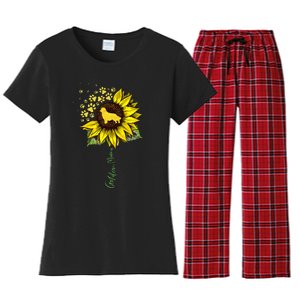 Golden Mom Sunflower Golden Retriever Lover Gifts Dog Mama Women's Flannel Pajama Set