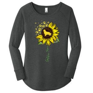 Golden Mom Sunflower Golden Retriever Lover Gifts Dog Mama Women's Perfect Tri Tunic Long Sleeve Shirt