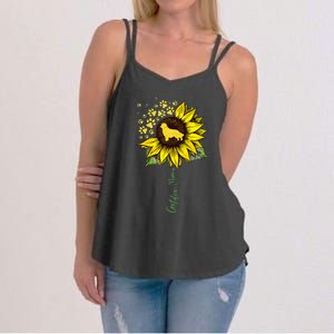 Golden Mom Sunflower Golden Retriever Lover Gifts Dog Mama Women's Strappy Tank