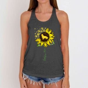 Golden Mom Sunflower Golden Retriever Lover Gifts Dog Mama Women's Knotted Racerback Tank