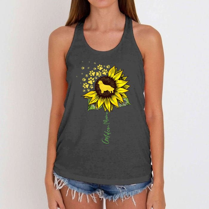 Golden Mom Sunflower Golden Retriever Lover Gifts Dog Mama Women's Knotted Racerback Tank