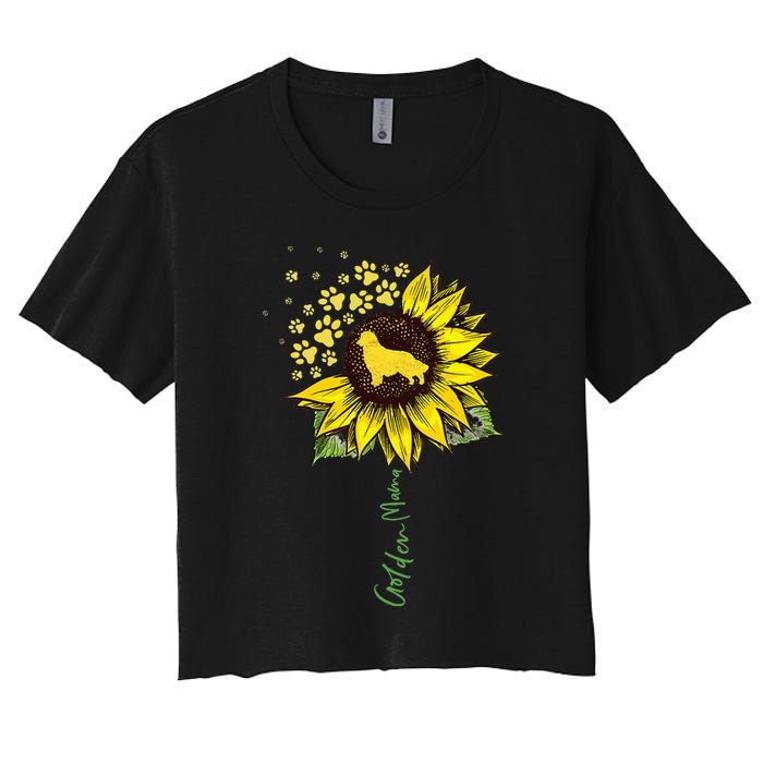 Golden Mom Sunflower Golden Retriever Lover Gifts Dog Mama Women's Crop Top Tee