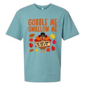 Gobble Me Swallow Me Drip Gravy Down The Side Of Me Turkey Sueded Cloud Jersey T-Shirt