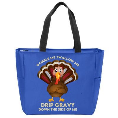 Gobble Me Swallow Funny Thanksgiving Vintage Turkey Trot Cool Gift Zip Tote Bag