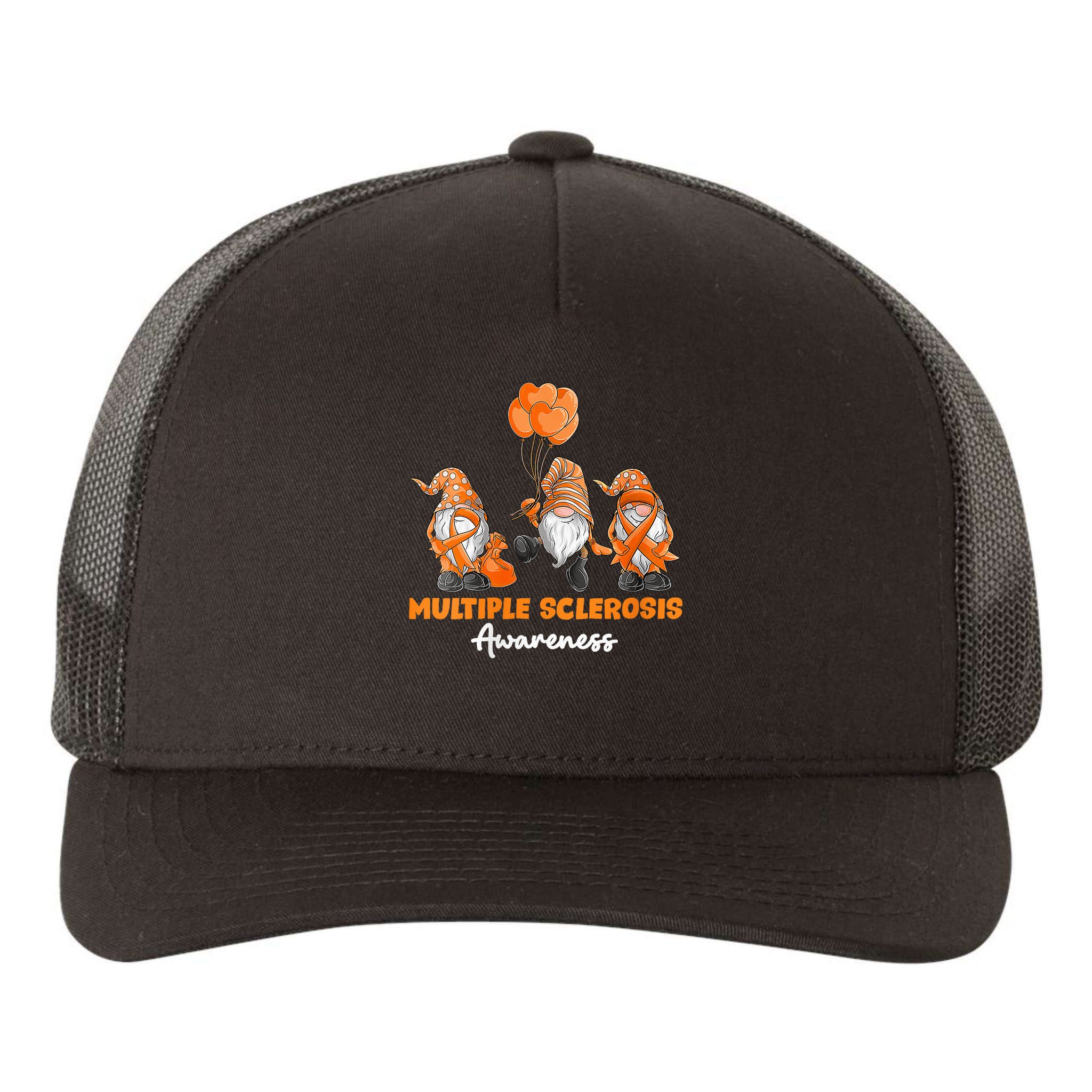 Gnomes Multiple Sclerosis Awareness Orange Ribbon Yupoong Adult 5-Panel Trucker Hat