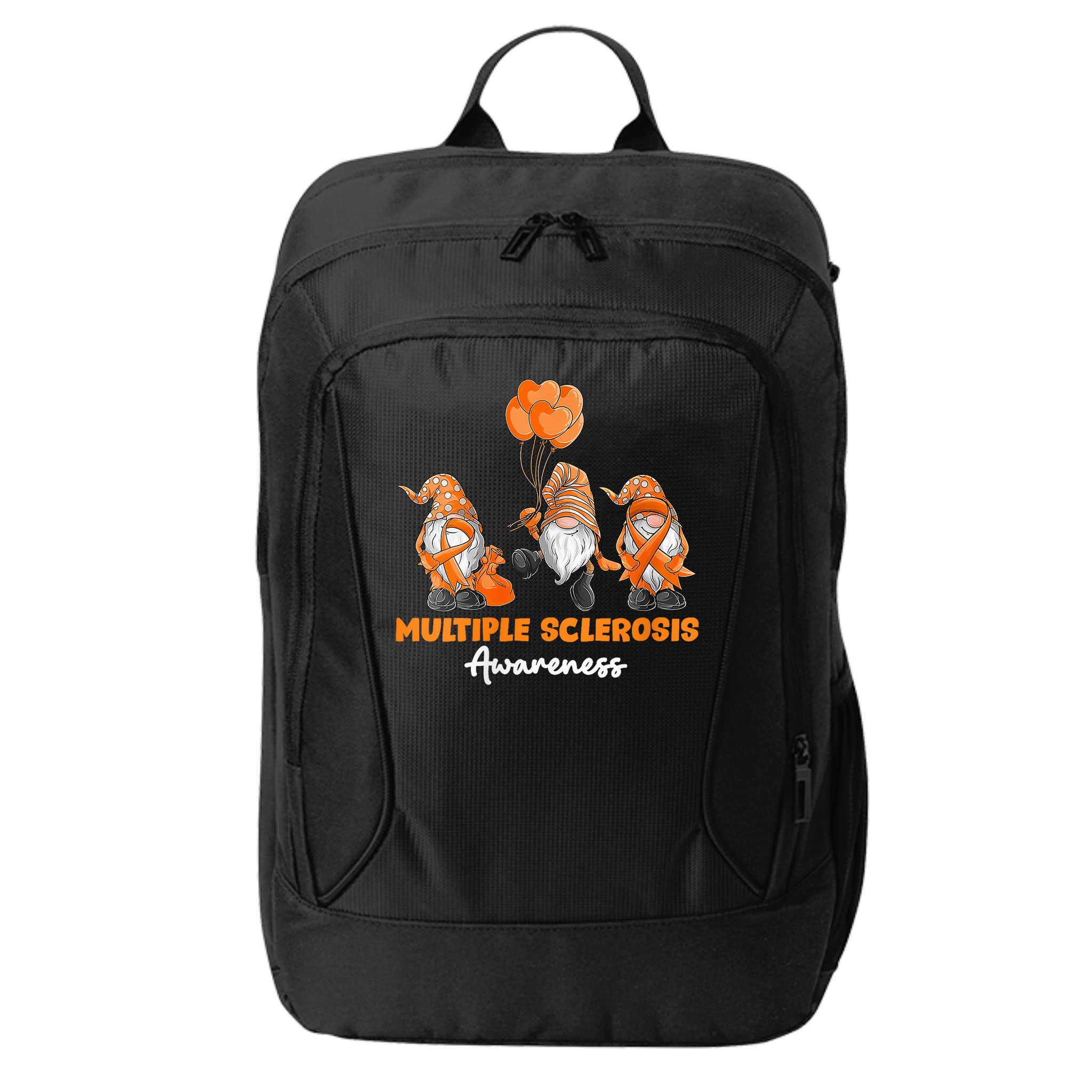 Gnomes Multiple Sclerosis Awareness Orange Ribbon City Backpack