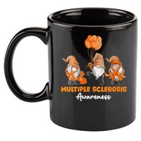 Gnomes Multiple Sclerosis Awareness Orange Ribbon 11oz C Handle Ceramic Mug