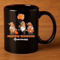 Gnomes Multiple Sclerosis Awareness Orange Ribbon 11oz C Handle Ceramic Mug