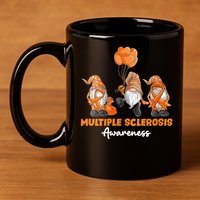 Gnomes Multiple Sclerosis Awareness Orange Ribbon 11oz C Handle Ceramic Mug