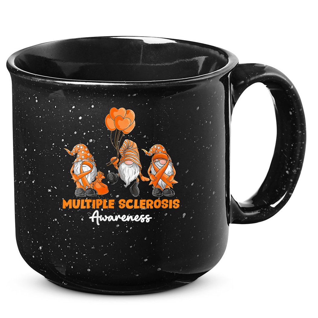 Gnomes Multiple Sclerosis Awareness Orange Ribbon 15oz Campfire Ceramic Mug