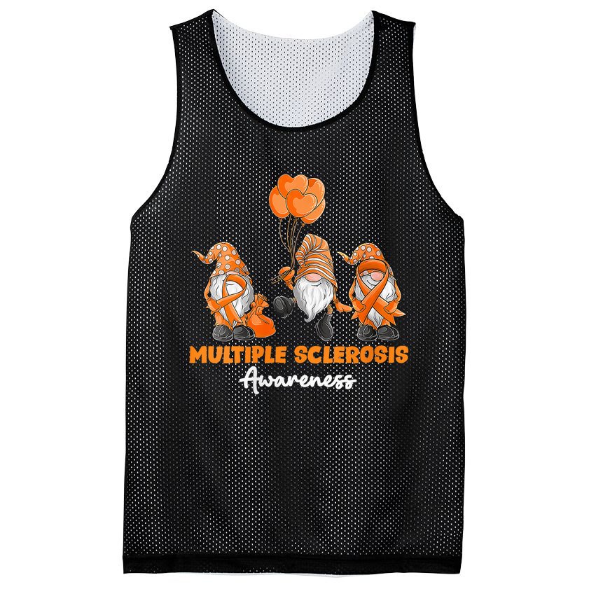 Gnomes Multiple Sclerosis Awareness Orange Ribbon Mesh Reversible Basketball Jersey Tank
