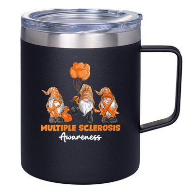 Gnomes Multiple Sclerosis Awareness Orange Ribbon 12oz Stainless Steel Coffee Mug