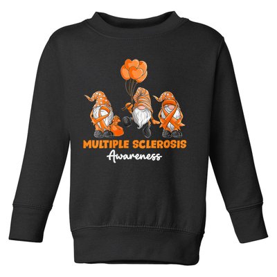 Gnomes Multiple Sclerosis Awareness Orange Ribbon Toddler Sweatshirt