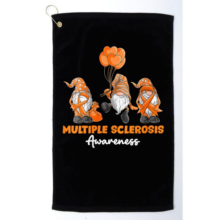 Gnomes Multiple Sclerosis Awareness Orange Ribbon Golf Towel
