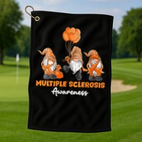 Gnomes Multiple Sclerosis Awareness Orange Ribbon Golf Towel