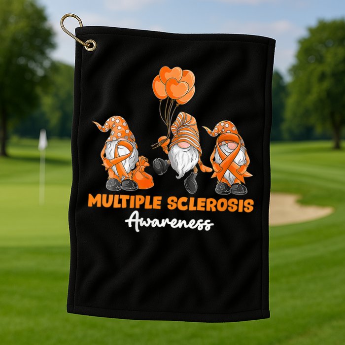 Gnomes Multiple Sclerosis Awareness Orange Ribbon Golf Towel