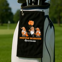 Gnomes Multiple Sclerosis Awareness Orange Ribbon Golf Towel