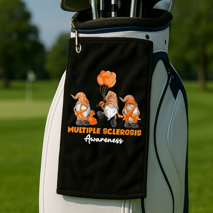 Gnomes Multiple Sclerosis Awareness Orange Ribbon Golf Towel