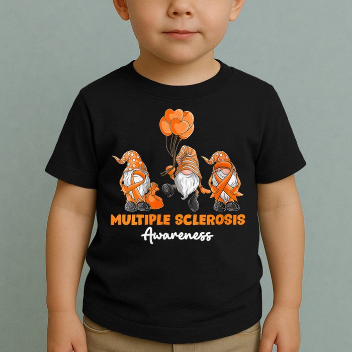 Gnomes Multiple Sclerosis Awareness Orange Ribbon Toddler T-Shirt