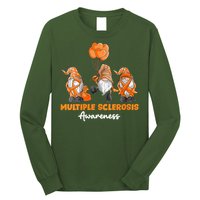 Gnomes Multiple Sclerosis Awareness Orange Ribbon Long Sleeve Shirt