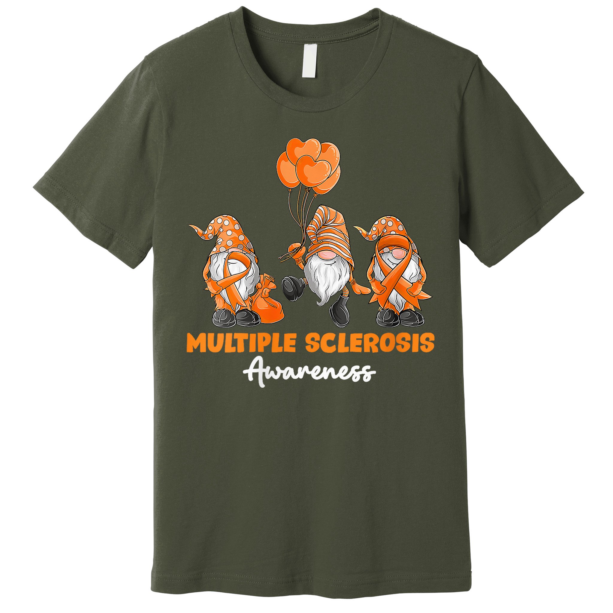 Gnomes Multiple Sclerosis Awareness Orange Ribbon Premium T-Shirt