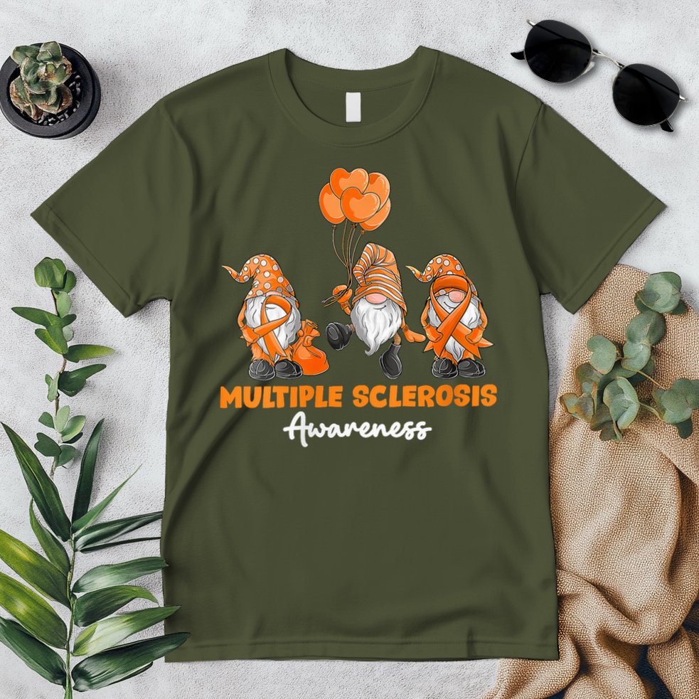 Gnomes Multiple Sclerosis Awareness Orange Ribbon Premium T-Shirt