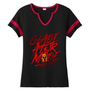 Gladiator Mode Spartan Beast Workout Gym Boxing Mma Gift Ladies Halftime Notch Neck Tee