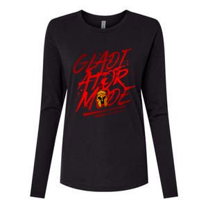 Gladiator Mode Spartan Beast Workout Gym Boxing Mma Gift Womens Cotton Relaxed Long Sleeve T-Shirt