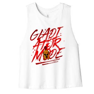 Gladiator Mode Spartan Beast Workout Gym Boxing Mma Gift Women's Racerback Cropped Tank